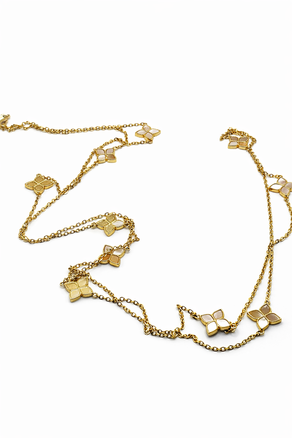 Clover Charm Station Necklace – Gold Colored