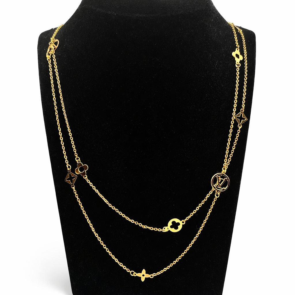 Layered Clover Charm Necklace – Gold Colored