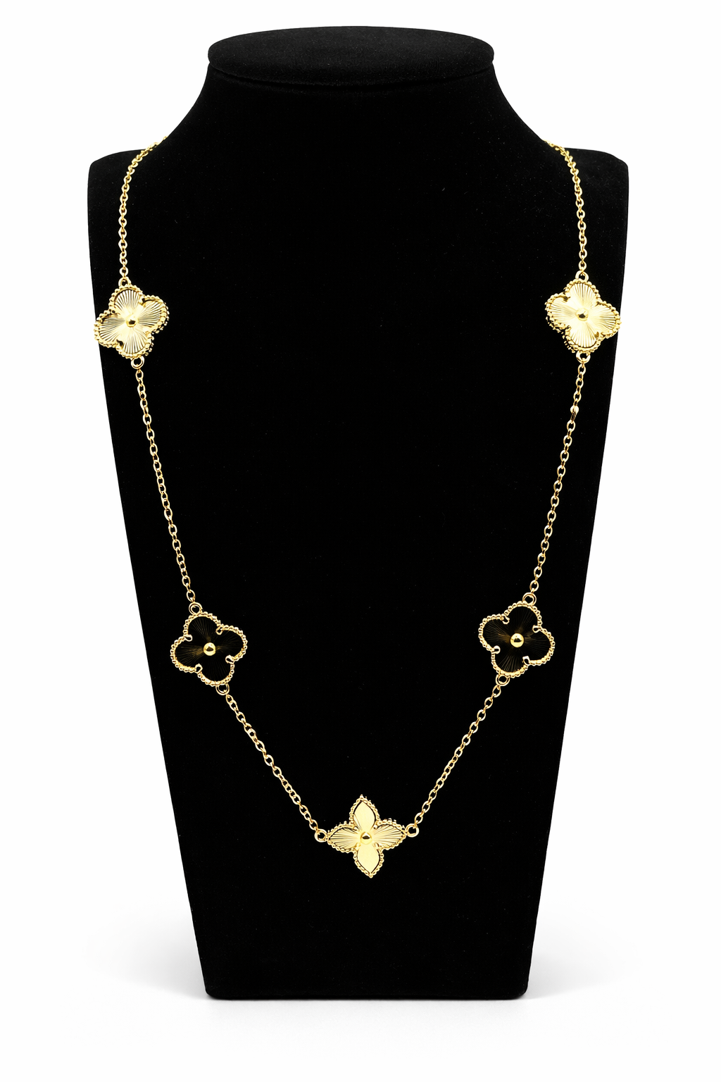 Mixed Clover Station Necklace – Gold Colored
