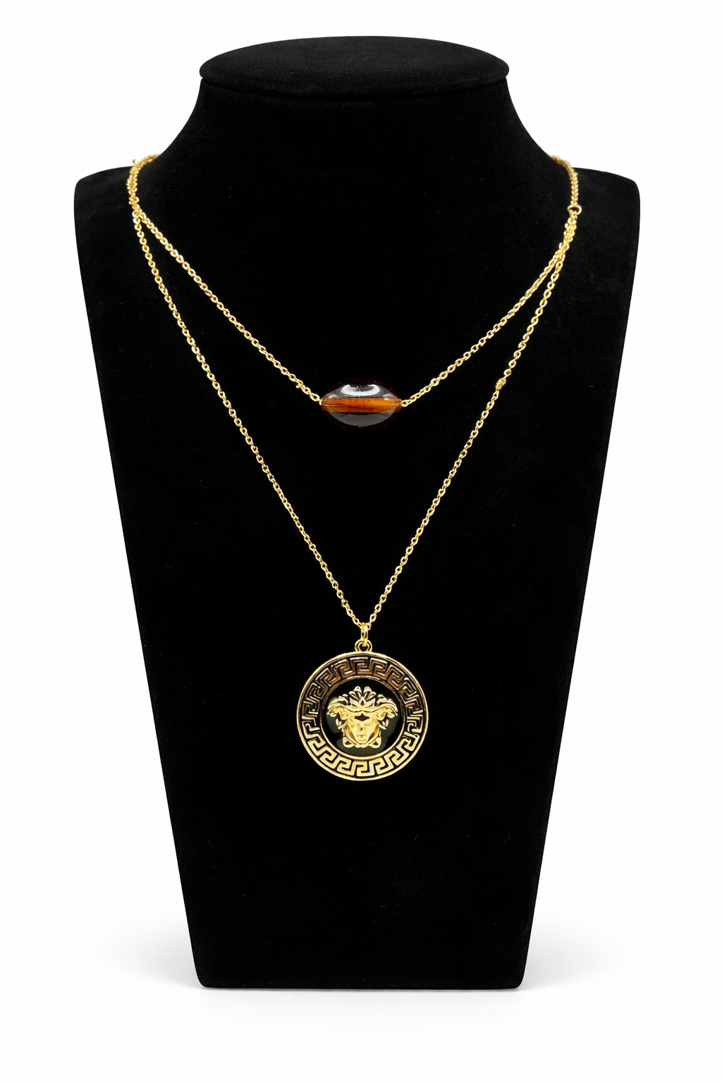 Medusa Coin Layered Necklace – Gold Colored
