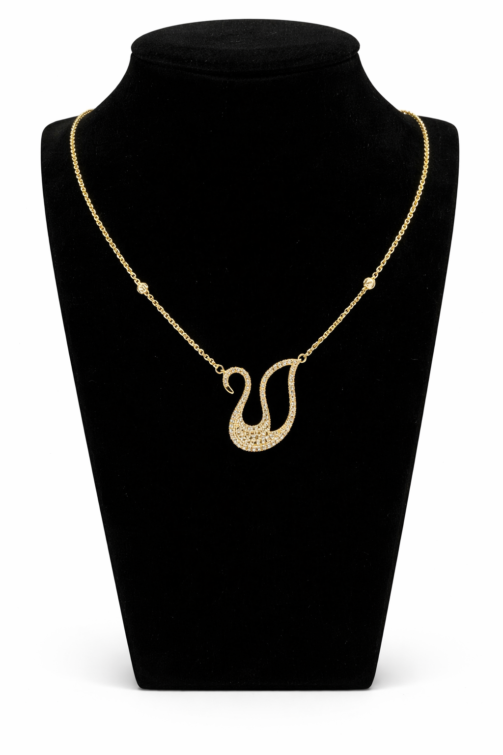 Crystal Swan Pendant Necklace – Gold Colored