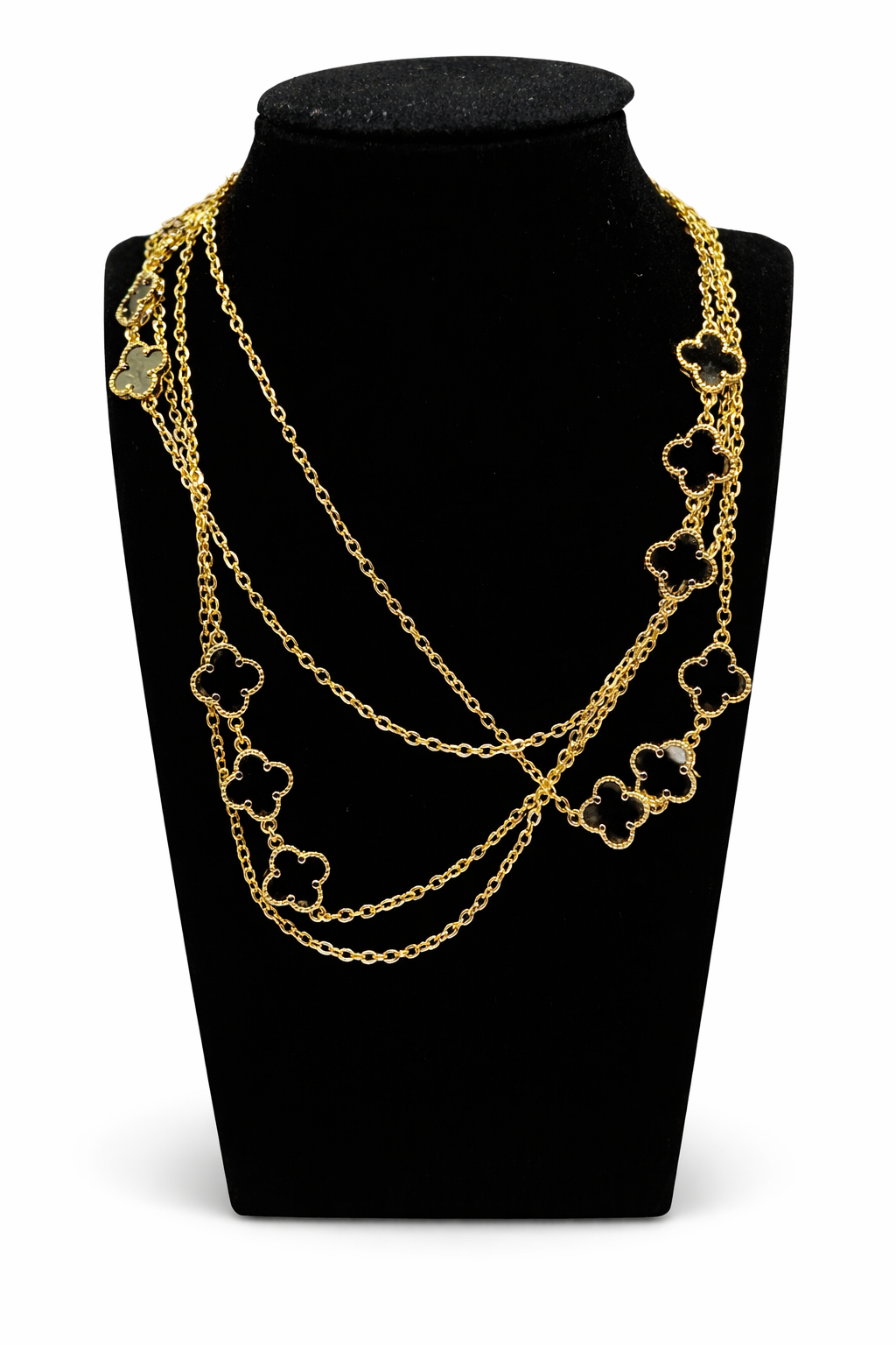 Layered Clover Charm Necklace – Gold Colored