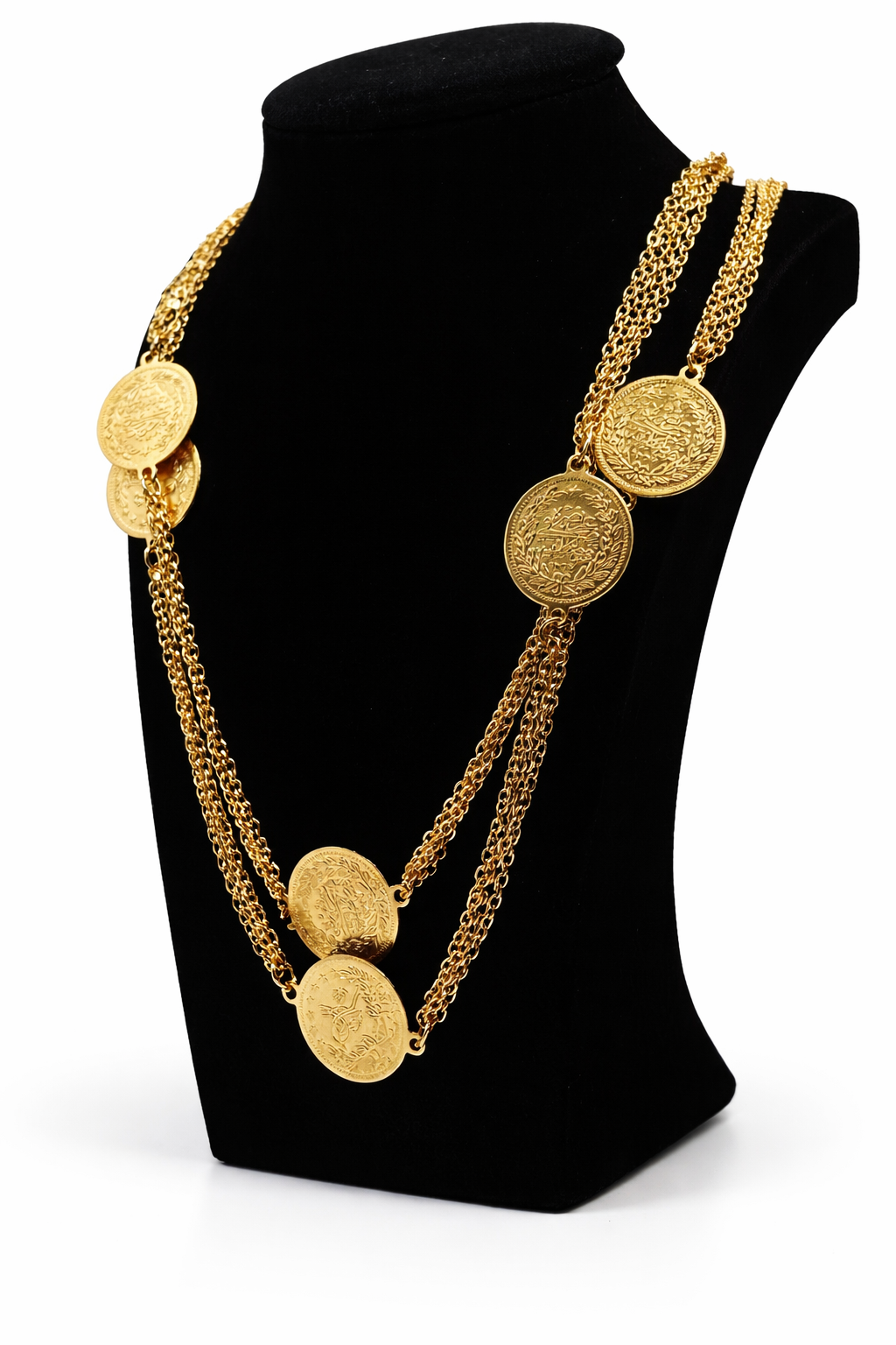 Layered Coin Medallion Necklace – Gold Colored