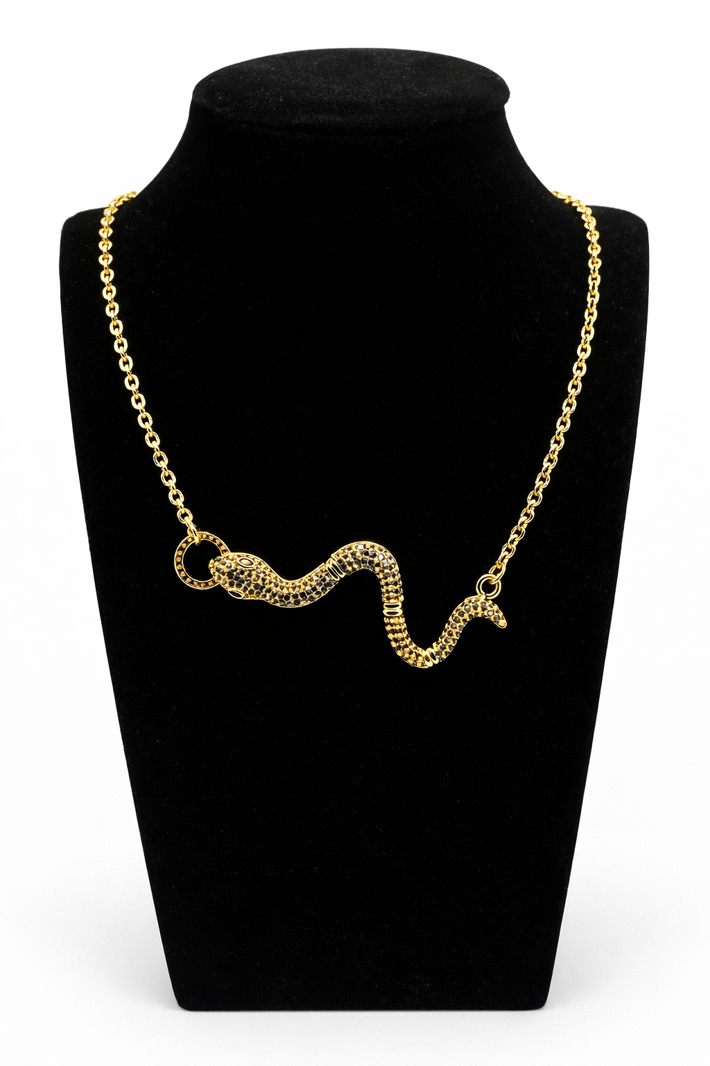 Serpent Crystal Pendant Necklace – Gold Colored