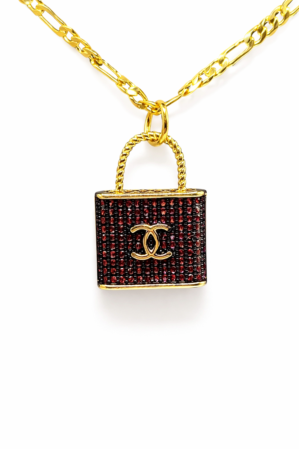 Lock Charm Crystal Pendant Necklace – Gold Colored