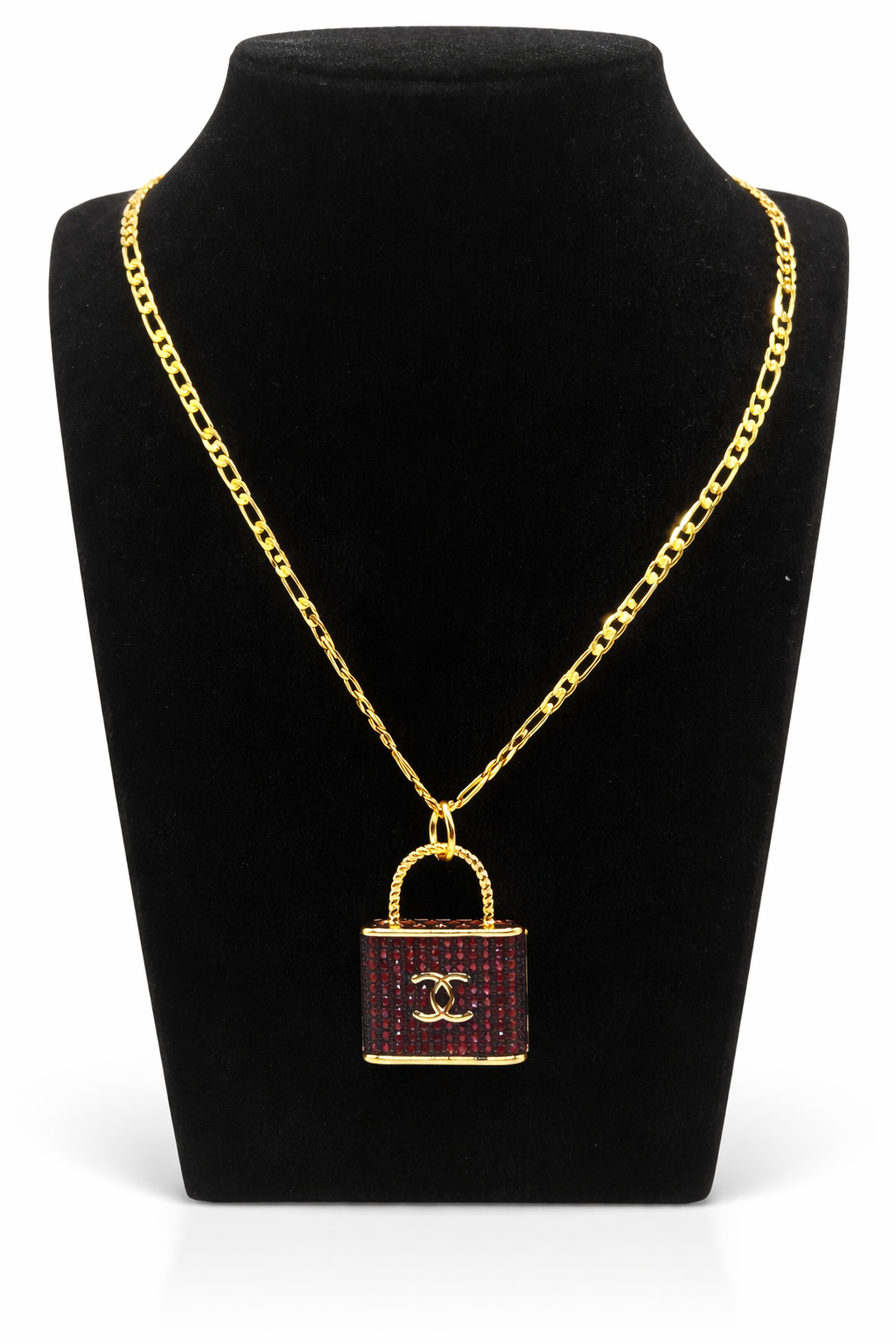 Lock Charm Crystal Pendant Necklace – Gold Colored