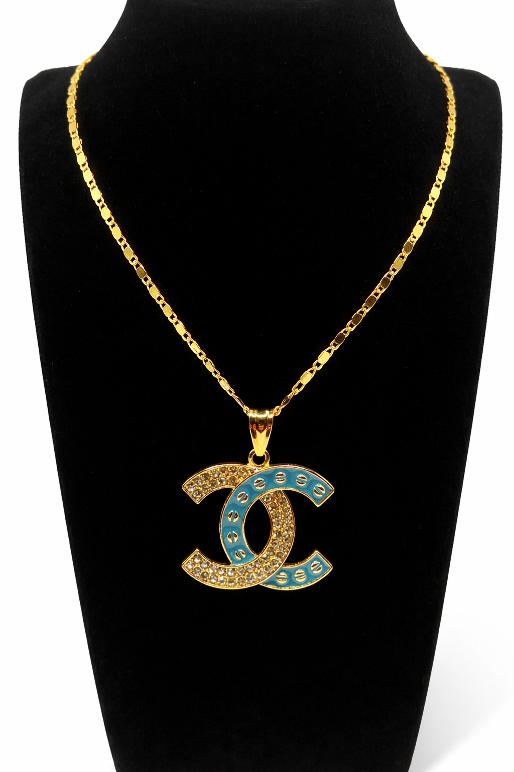Crystal Double C Pendant Necklace – Gold Colored