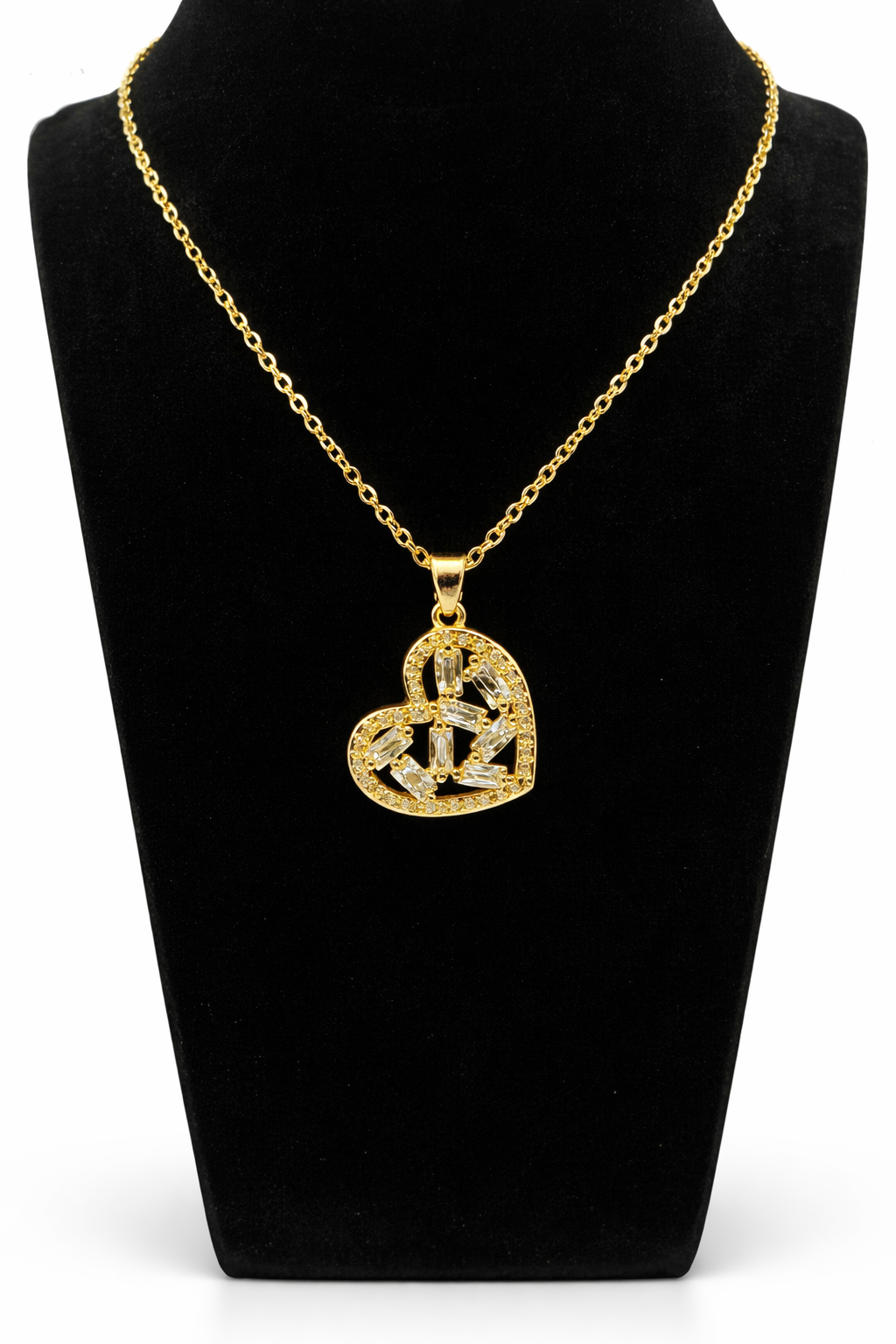 Crystal Heart Pendant Necklace – Gold Colored