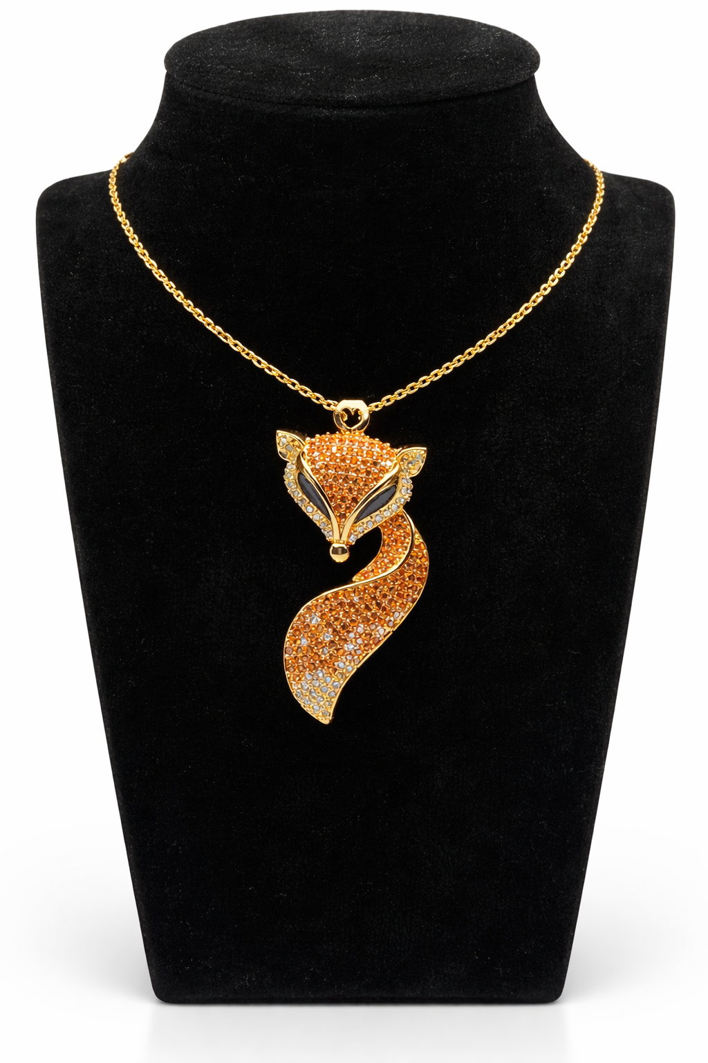 Crystal Fox Pendant Necklace – Gold Colored