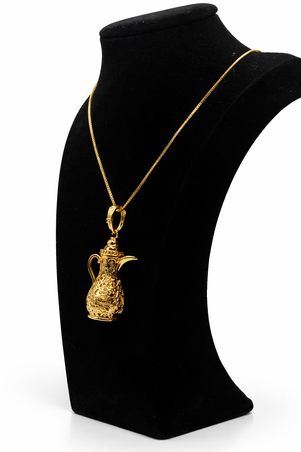 Arabic Coffee Pot Filigree Pendant Necklace – Gold Colored
