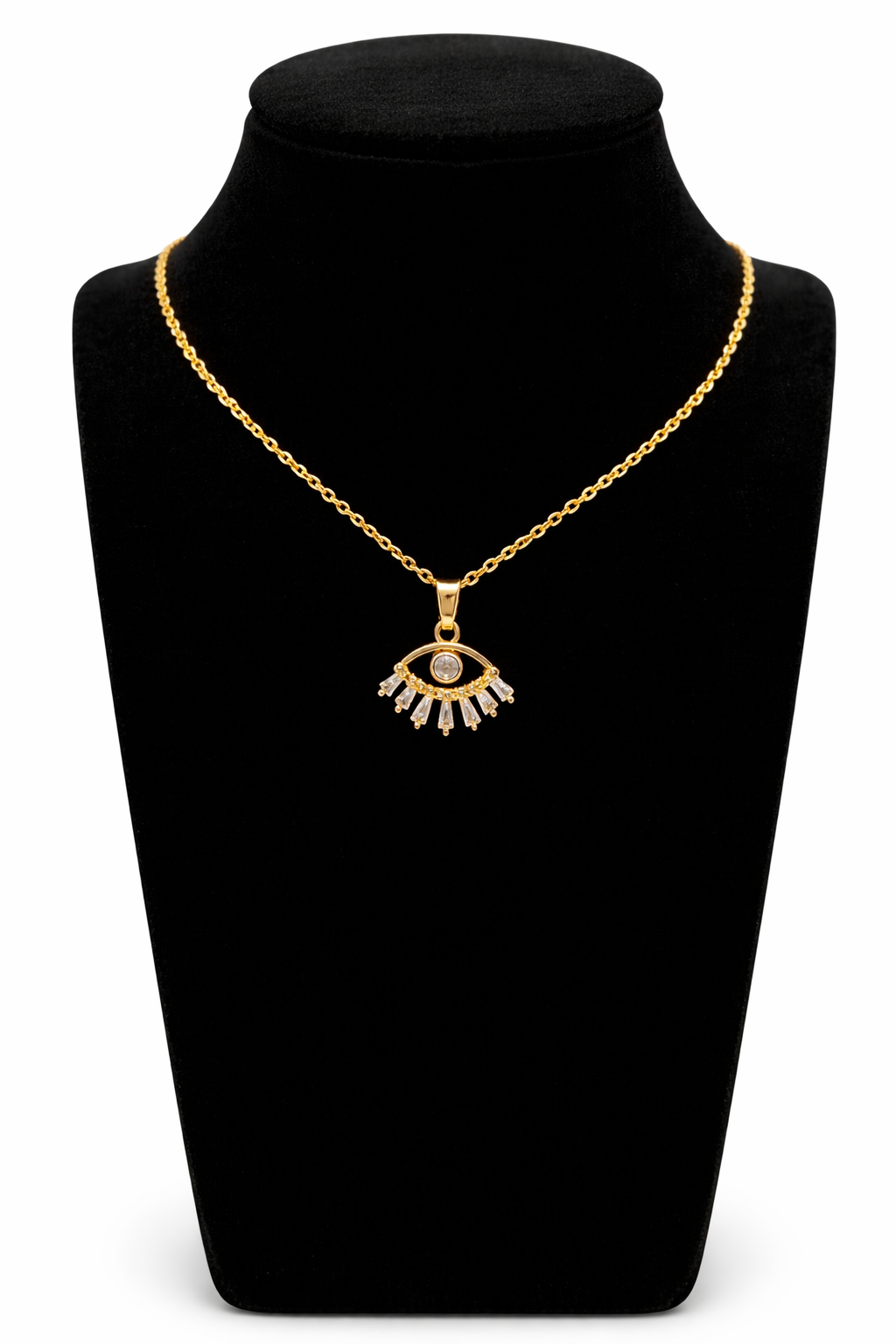 Radiant Eye Fan Pendant Necklace – Gold Colored