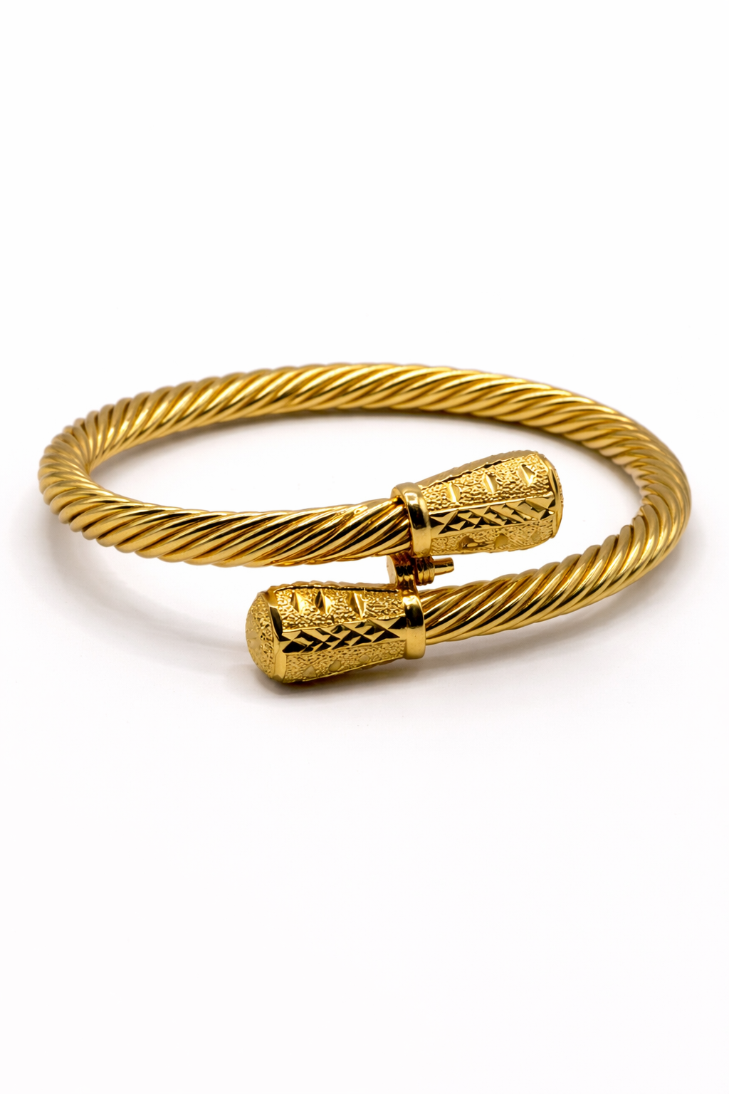 Twisted Cable Open Cuff Bracelet – Gold Colored