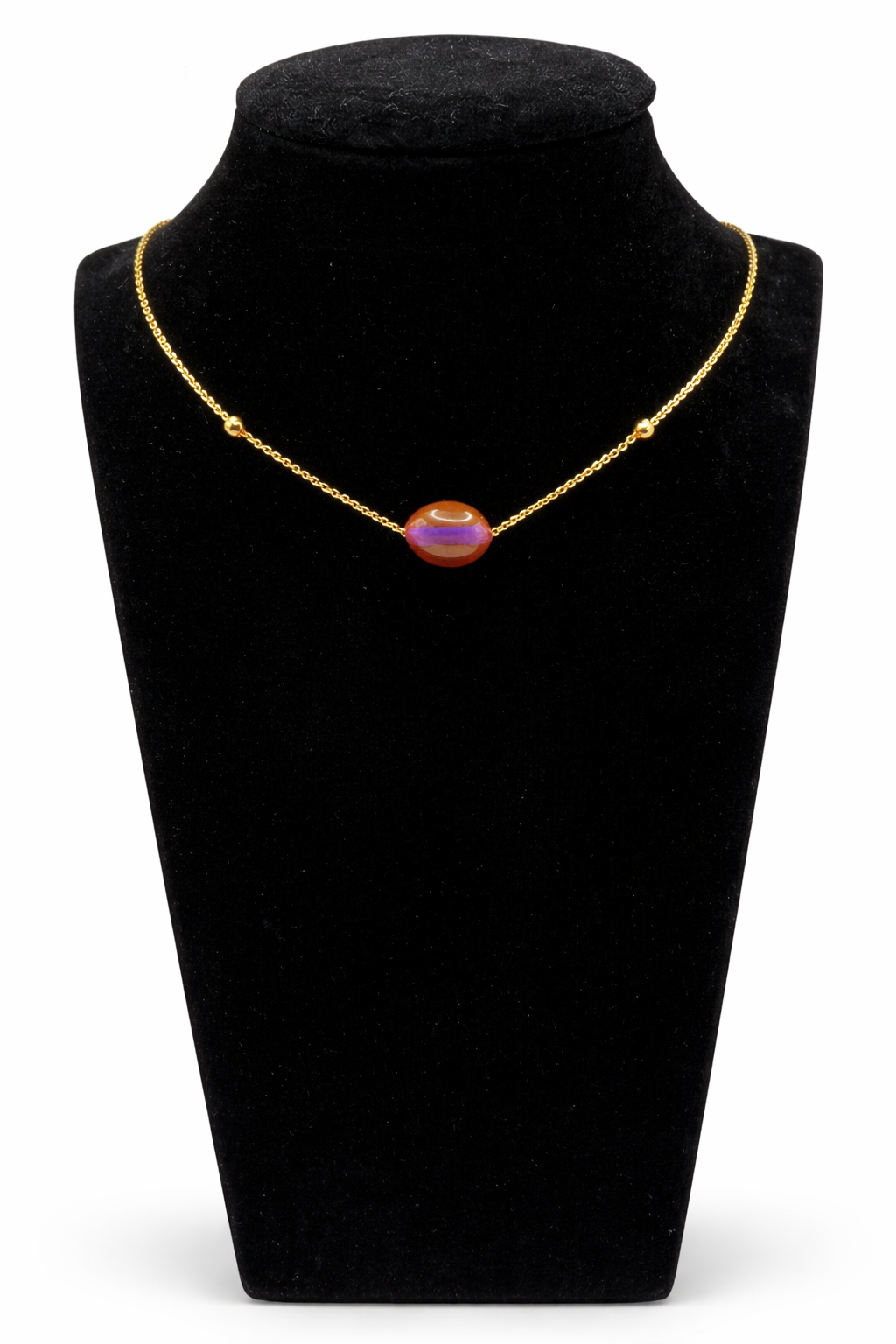Minimalist Oval Stone Necklace – Gold Colored