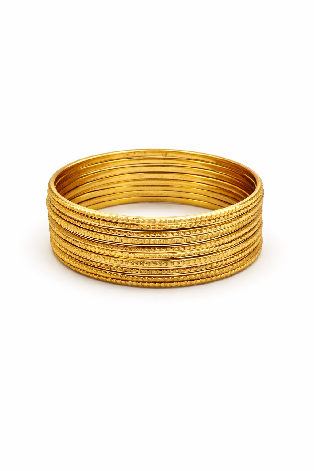 Kids Multi Stack Textured Bangle Set – Gold Colored