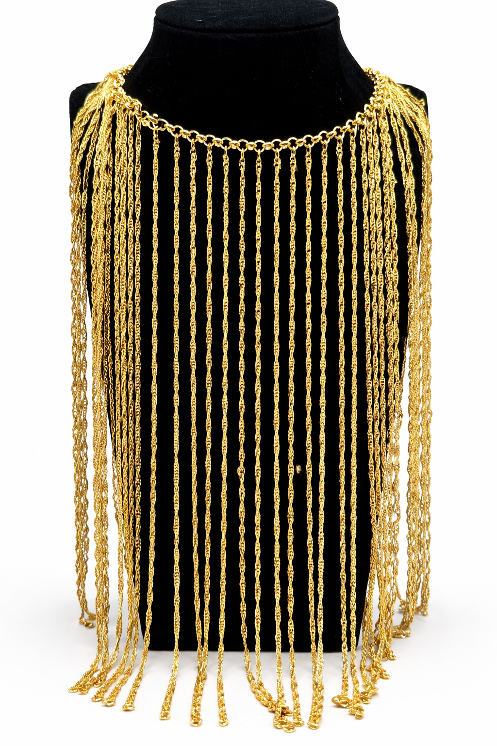 Fringe Chain Statement Necklace – Gold Colored