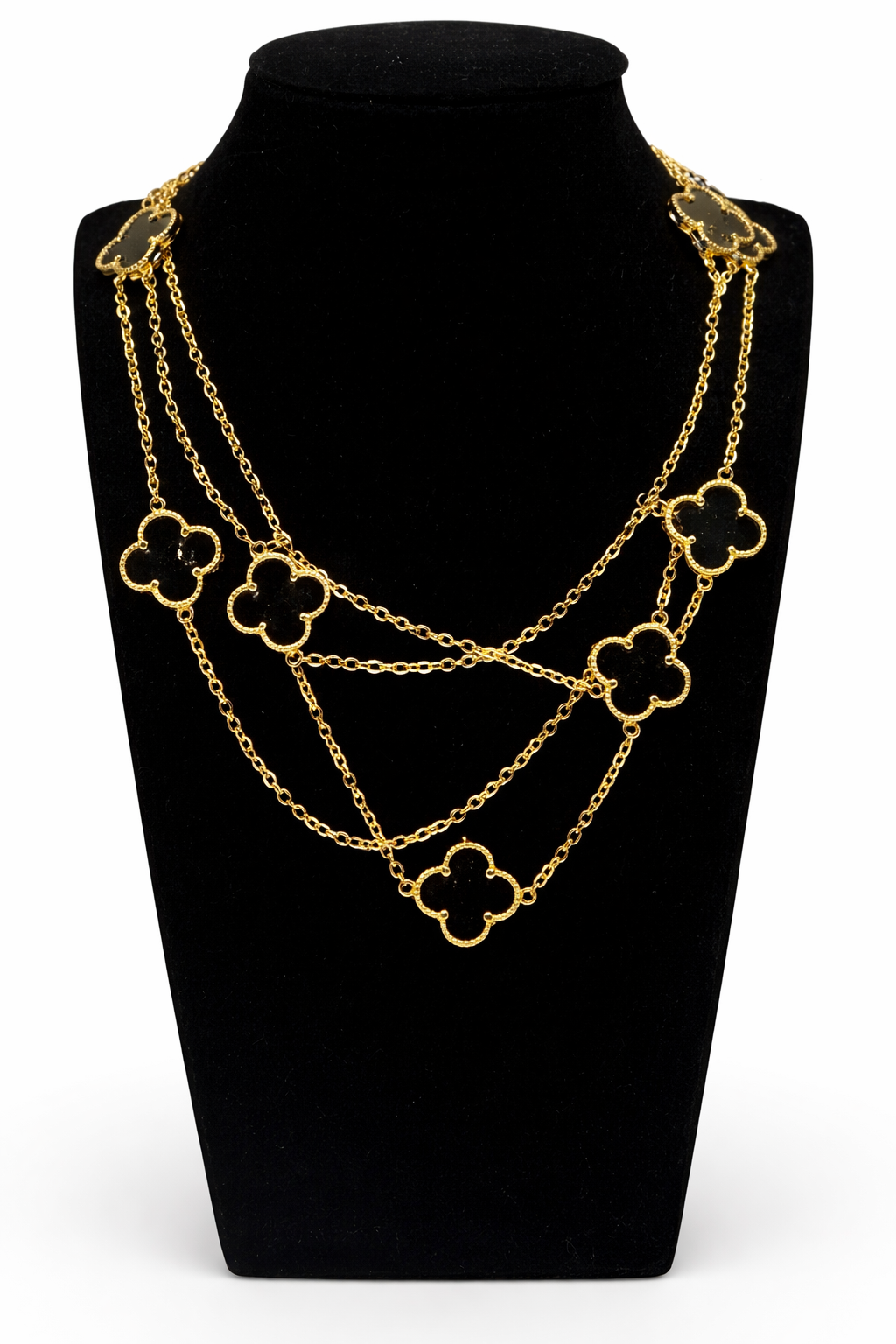 Layered Clover Charm Necklace – Gold Colored.