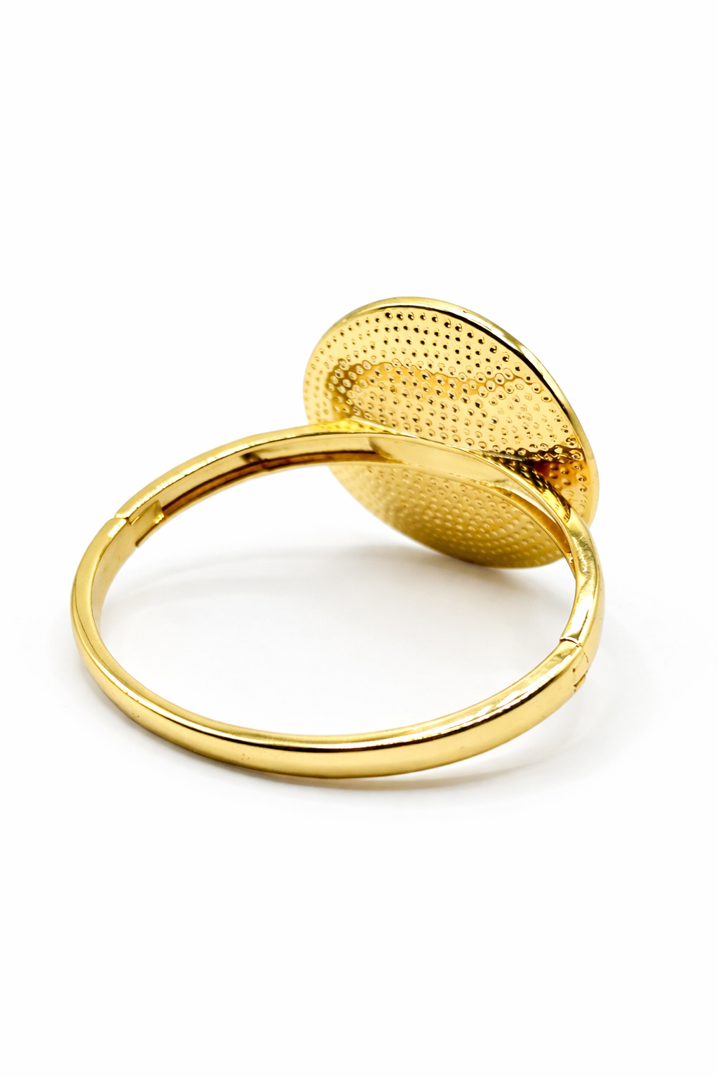 Oval Statement Bangle Bracelet – Gold Colored