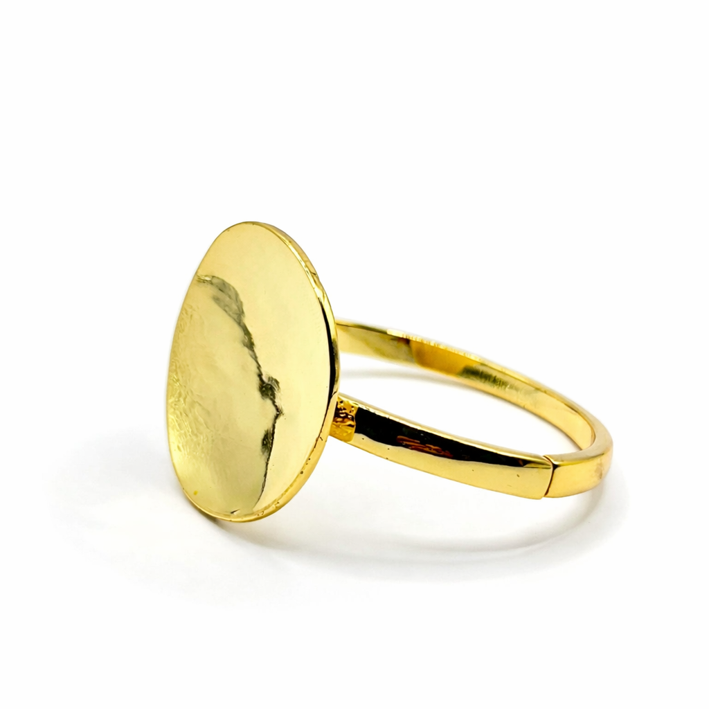 Oval Statement Bangle Bracelet – Gold Colored