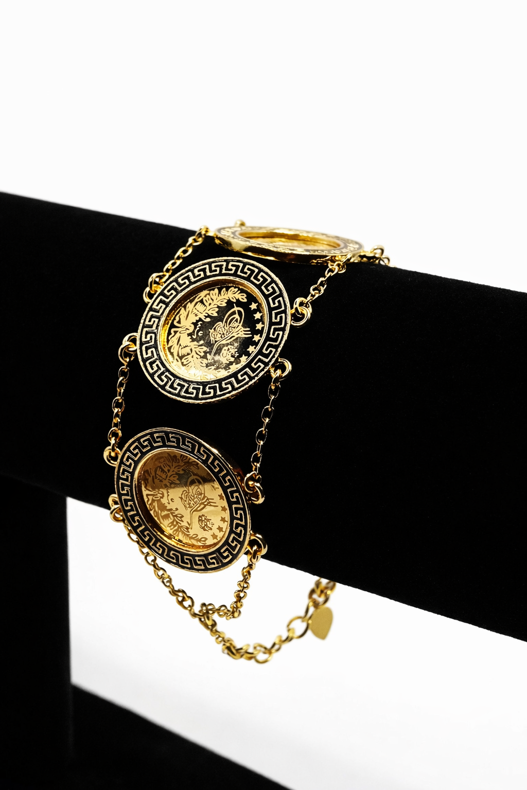 Greek Medallion Chain Bracelet – Gold Colored