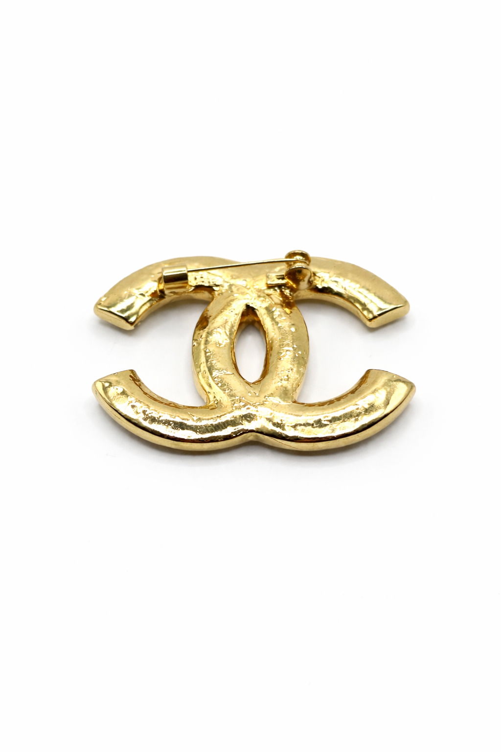 Crystal Double Curve Brooch – Gold Colored