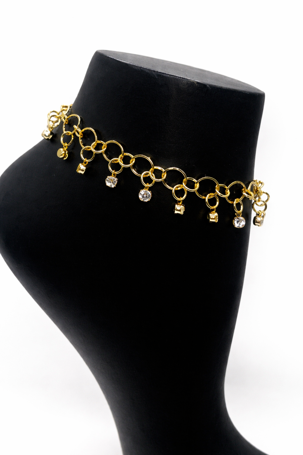 Crystal Drop Chain Anklet – Gold Colored
