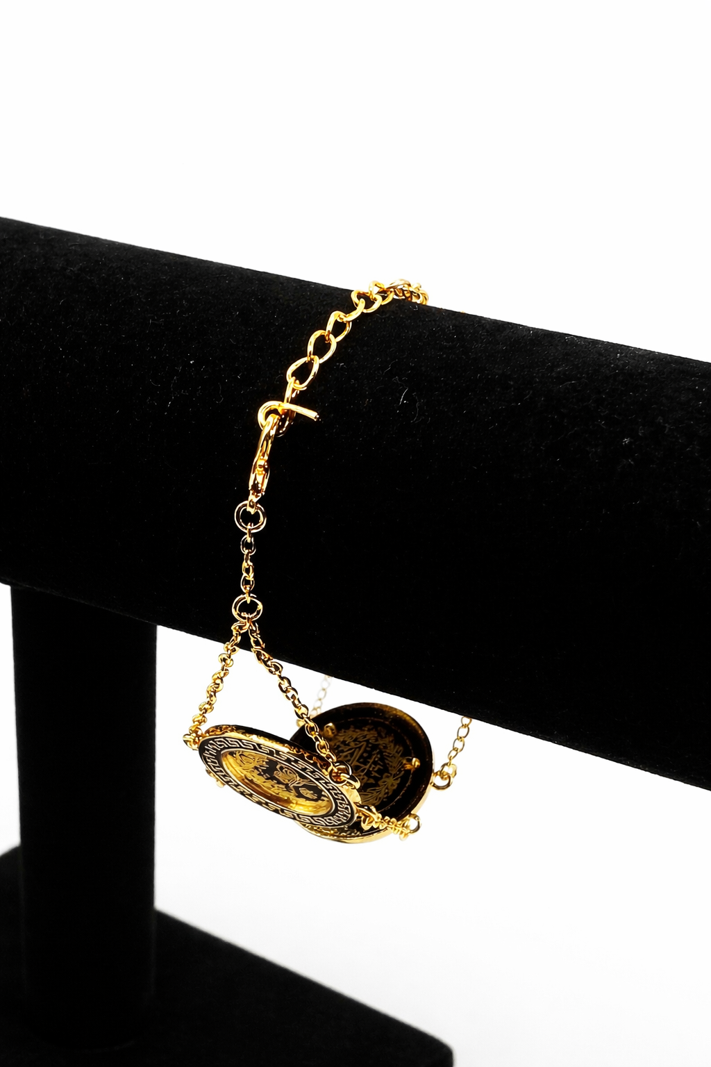 Greek Medallion Chain Bracelet – Gold Colored