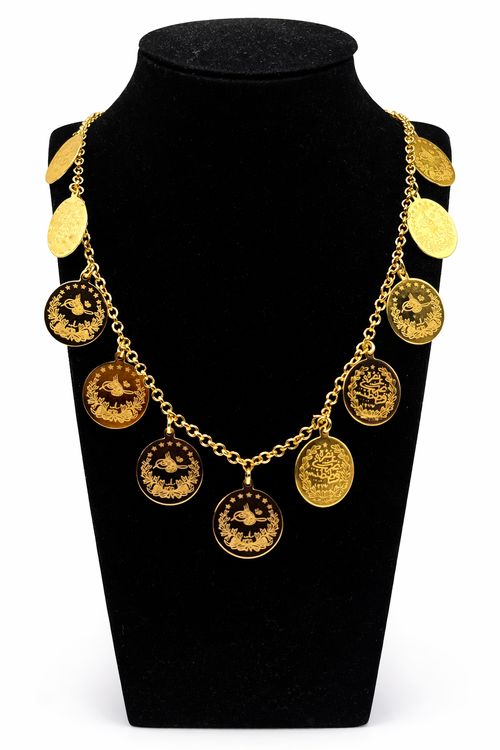 Ottoman Coin Charm Necklace – Gold Colored