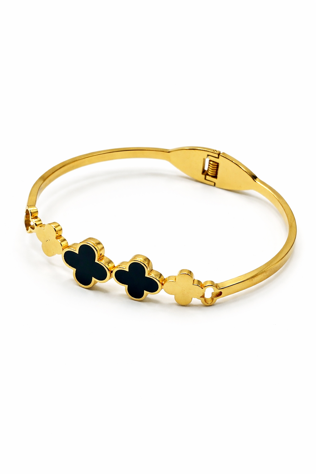 Kids Black Clover Motif Bangle Bracelet – Gold Colored