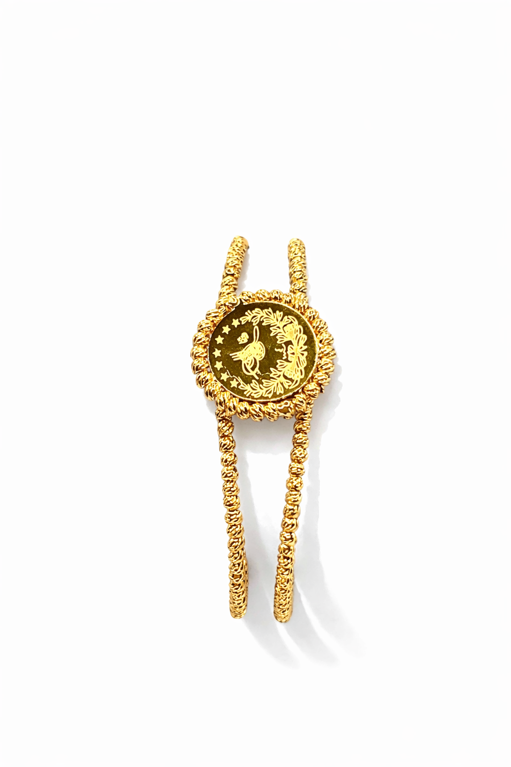 Coin Medallion Double Bangle Bracelet – Gold Colored