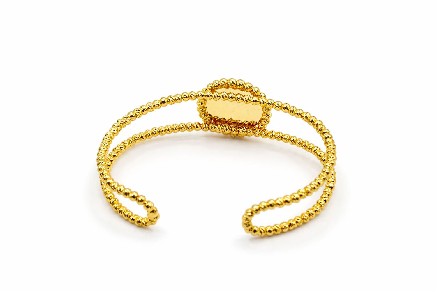 Coin Medallion Double Bangle Bracelet – Gold Colored