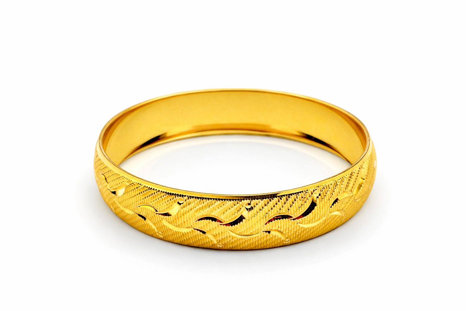 Engraved Pattern Bangle Bracelet – Gold Colored