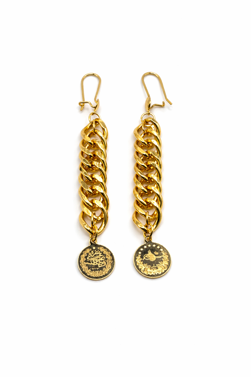 Coin Chain Drop Earrings – Gold Colored