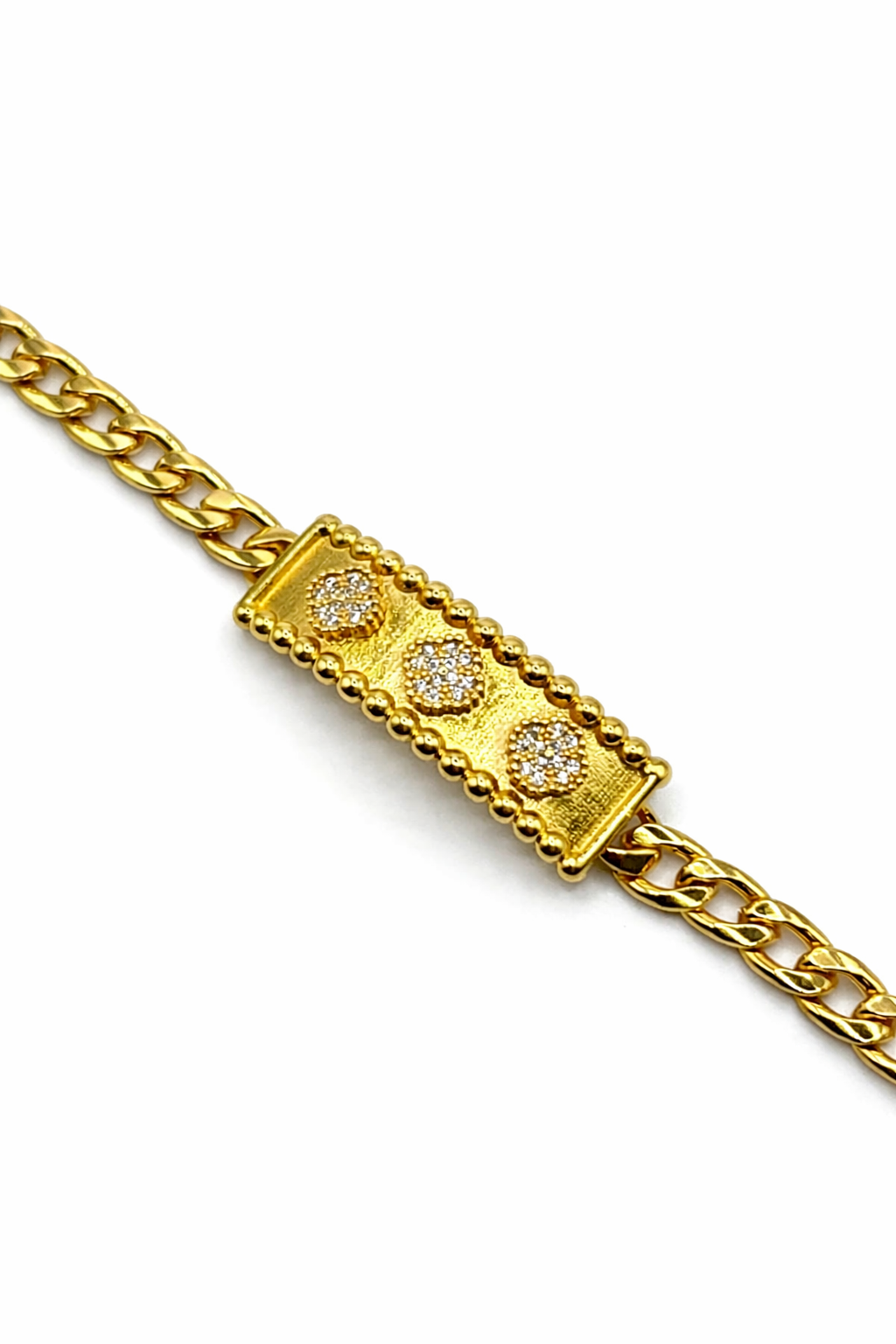 Triple Crystal Bar Chain Bracelet – Gold Colored