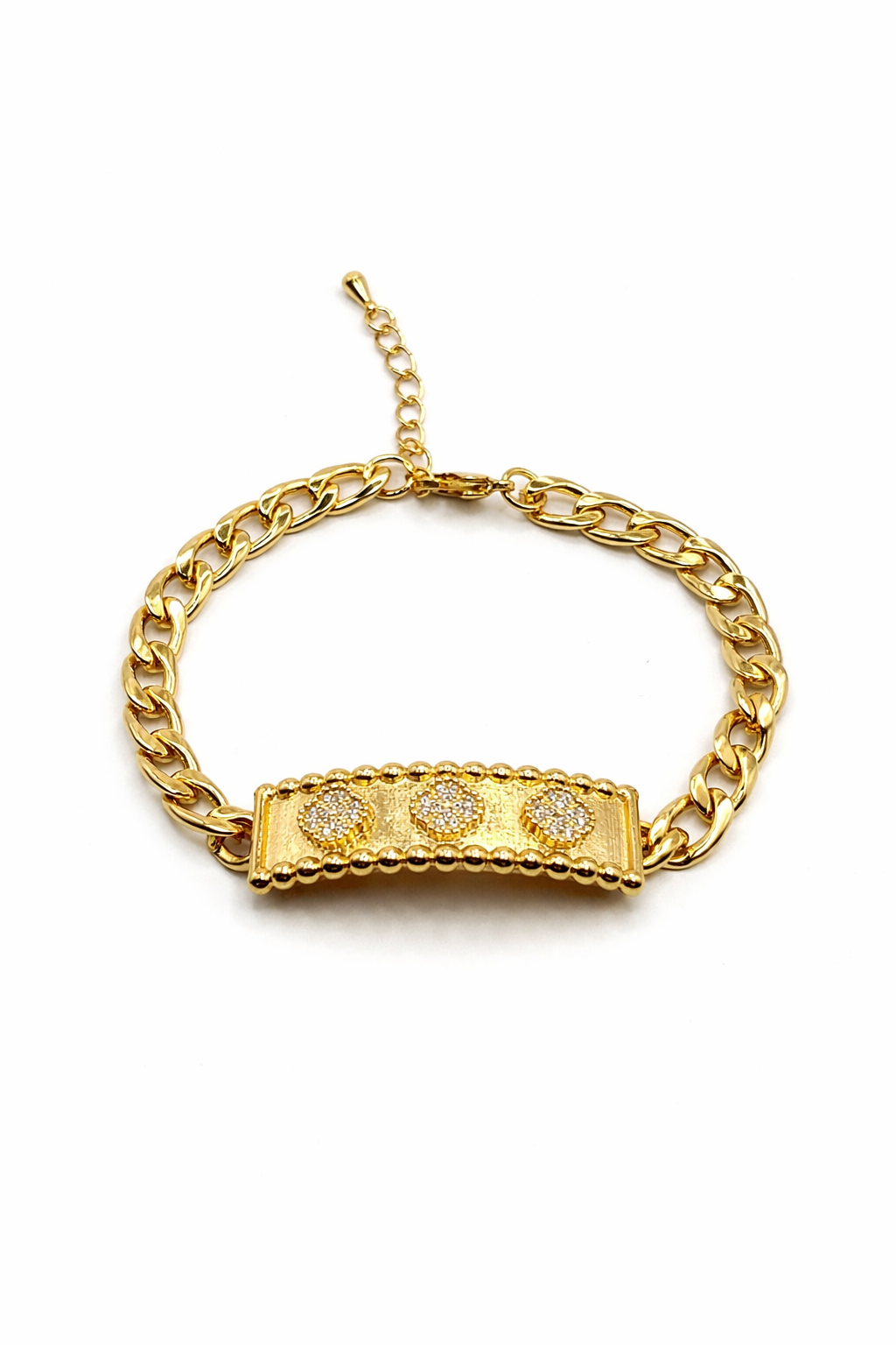 Triple Crystal Bar Chain Bracelet – Gold Colored