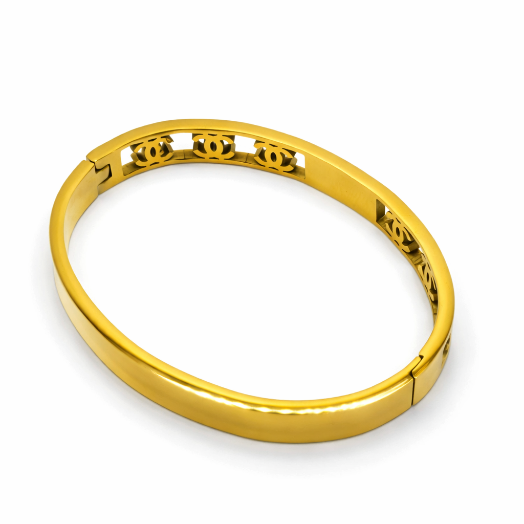 Logo Cut-Out Bangle – Gold Colored