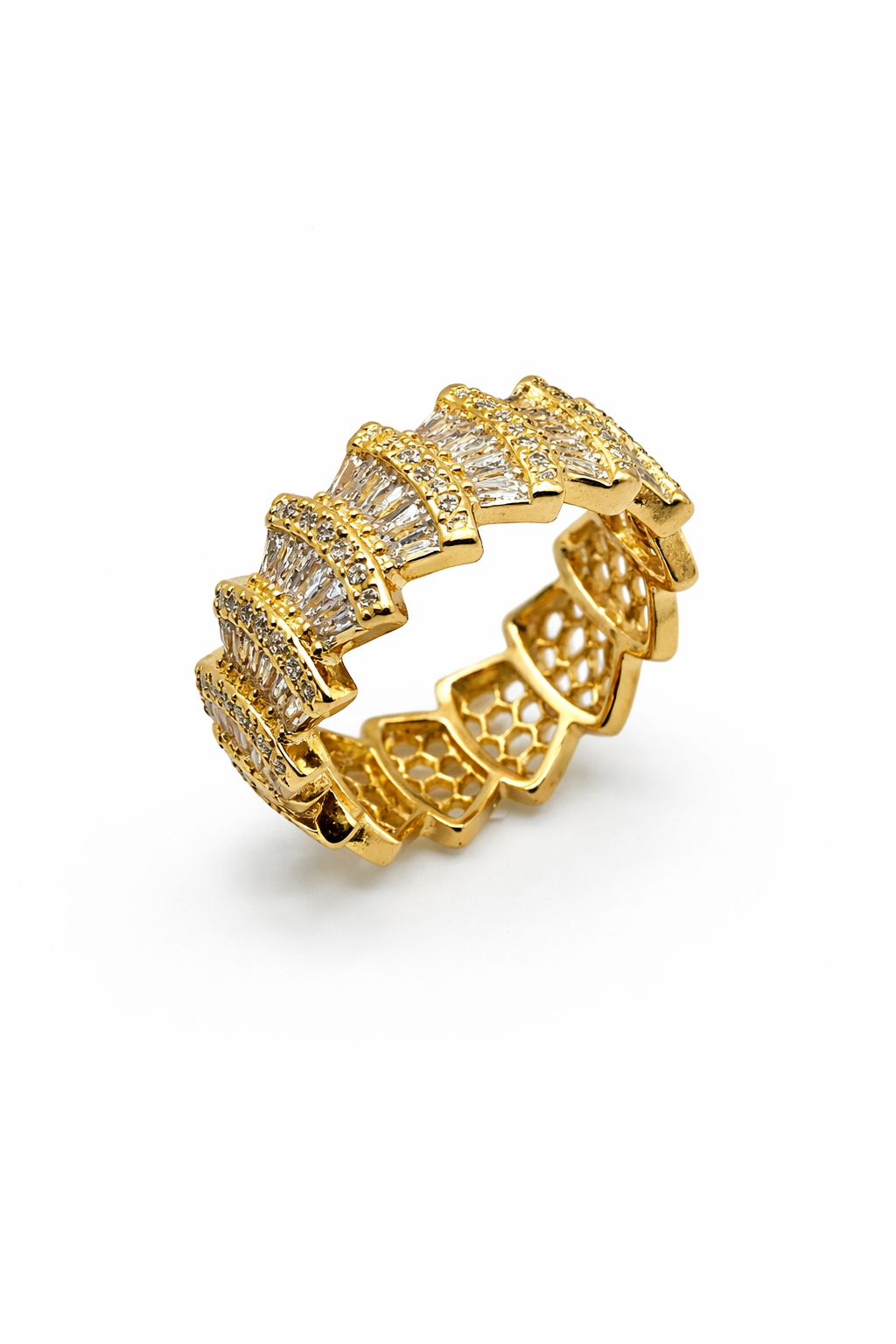 Baguette Fan Eternity Gold Ring