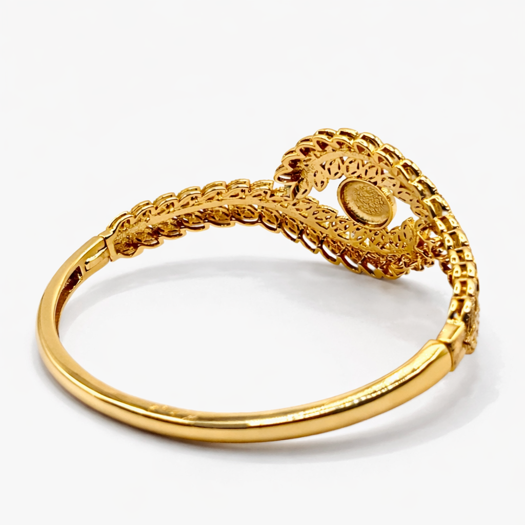 Laurel Leaf Coin Bangle – Gold Colored