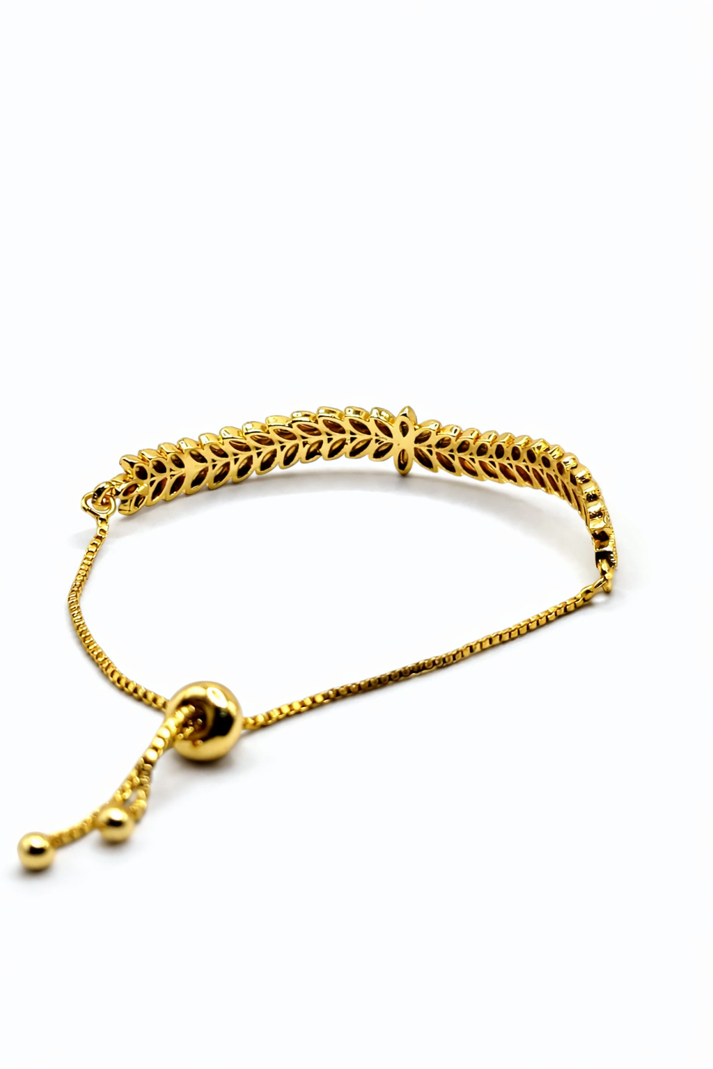 Floral Filigree Adjustable Bracelet – Gold Colored