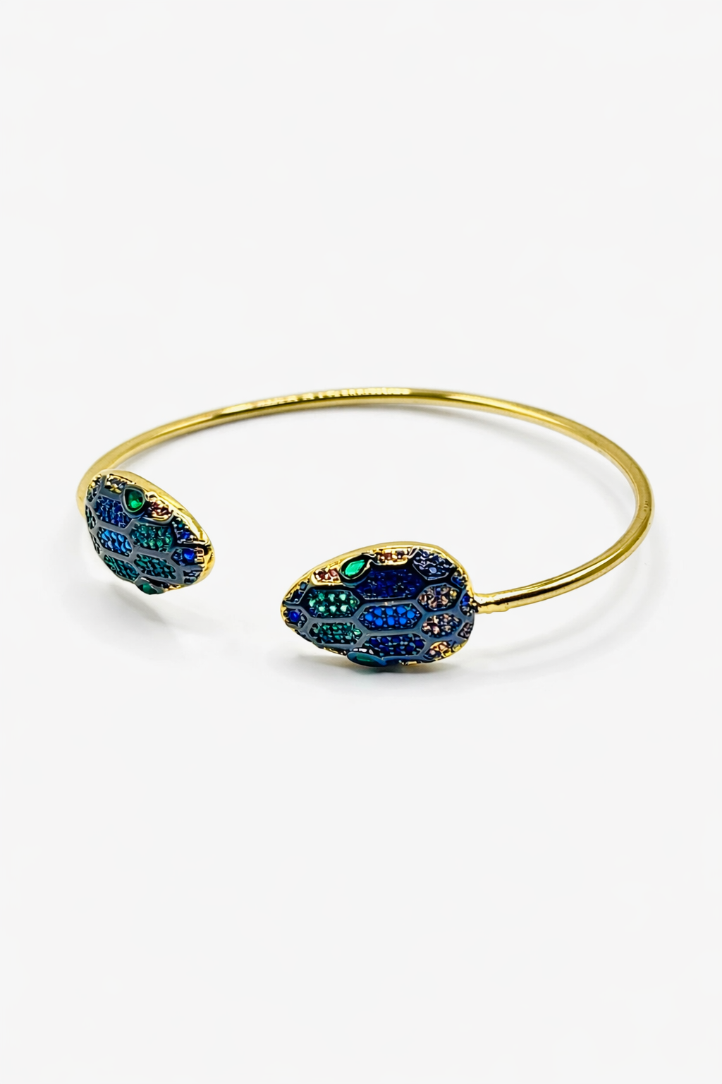 Enamel Mosaic Open Cuff Bracelet – Gold Colored