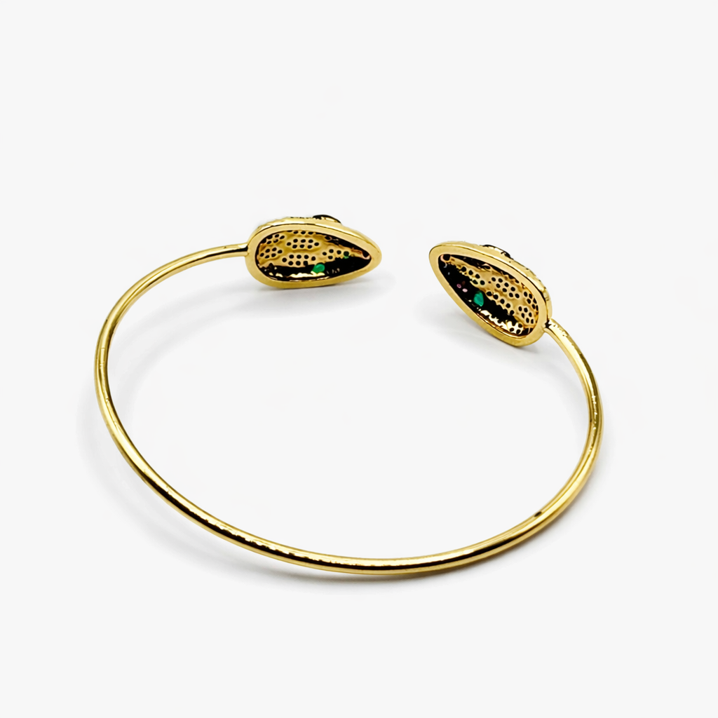 Enamel Mosaic Open Cuff Bracelet – Gold Colored