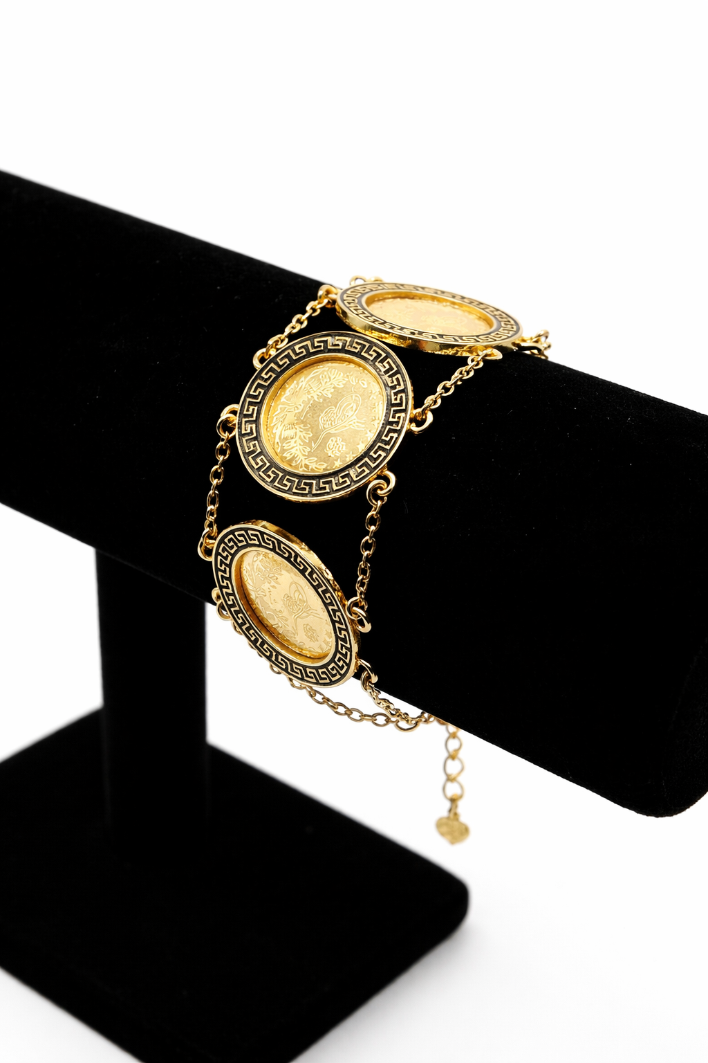 Triple Medallion Chain Bracelet – Gold Colored