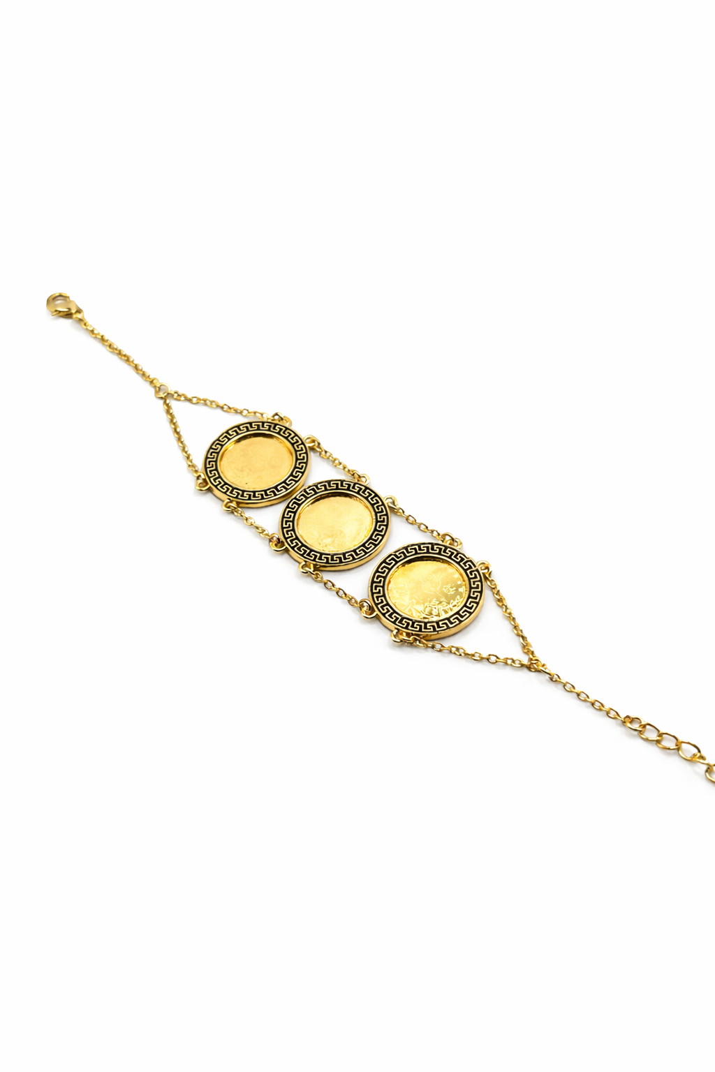 Triple Medallion Chain Bracelet – Gold Colored