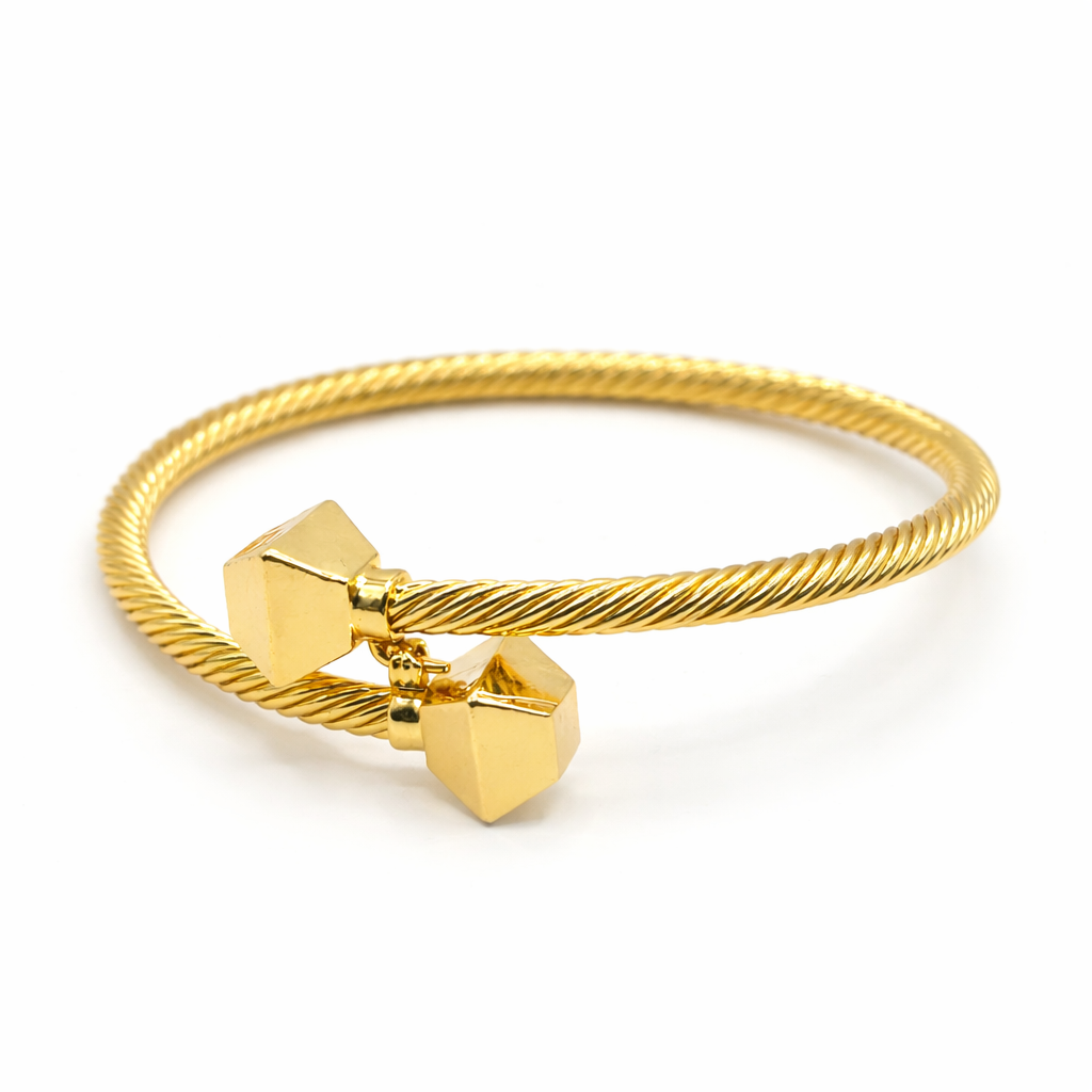 Twisted Cable Open Bangle Bracelet – Gold Colored