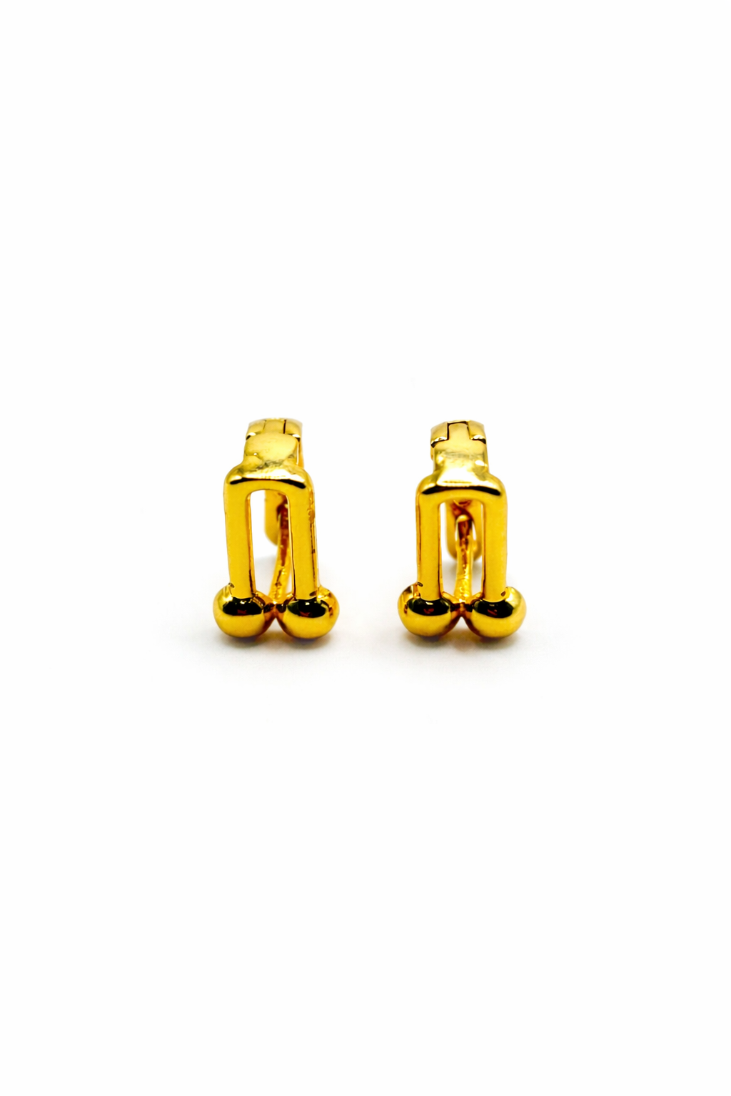 Minimal U-Link Stud Earrings – Gold Colored