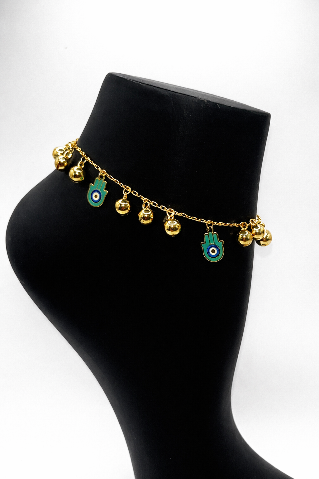 REDO Hamsa Evil Eye Charm Anklet – Gold Colored