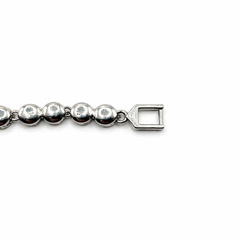 Triple Crystal Arc Bead Bracelet – Silver Colored