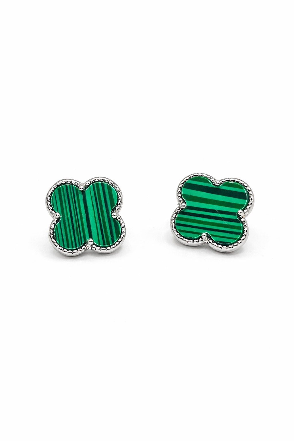 Clover Stud Earrings – Green & Gold Colore