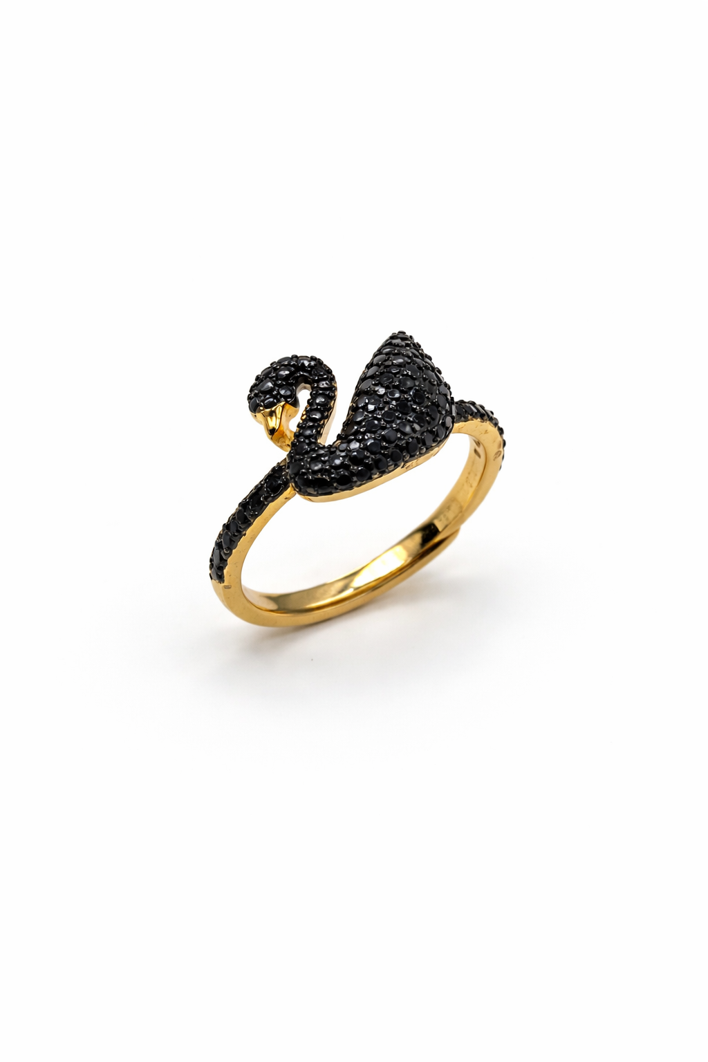 Black Swan Crystal Ring – Gold Colored