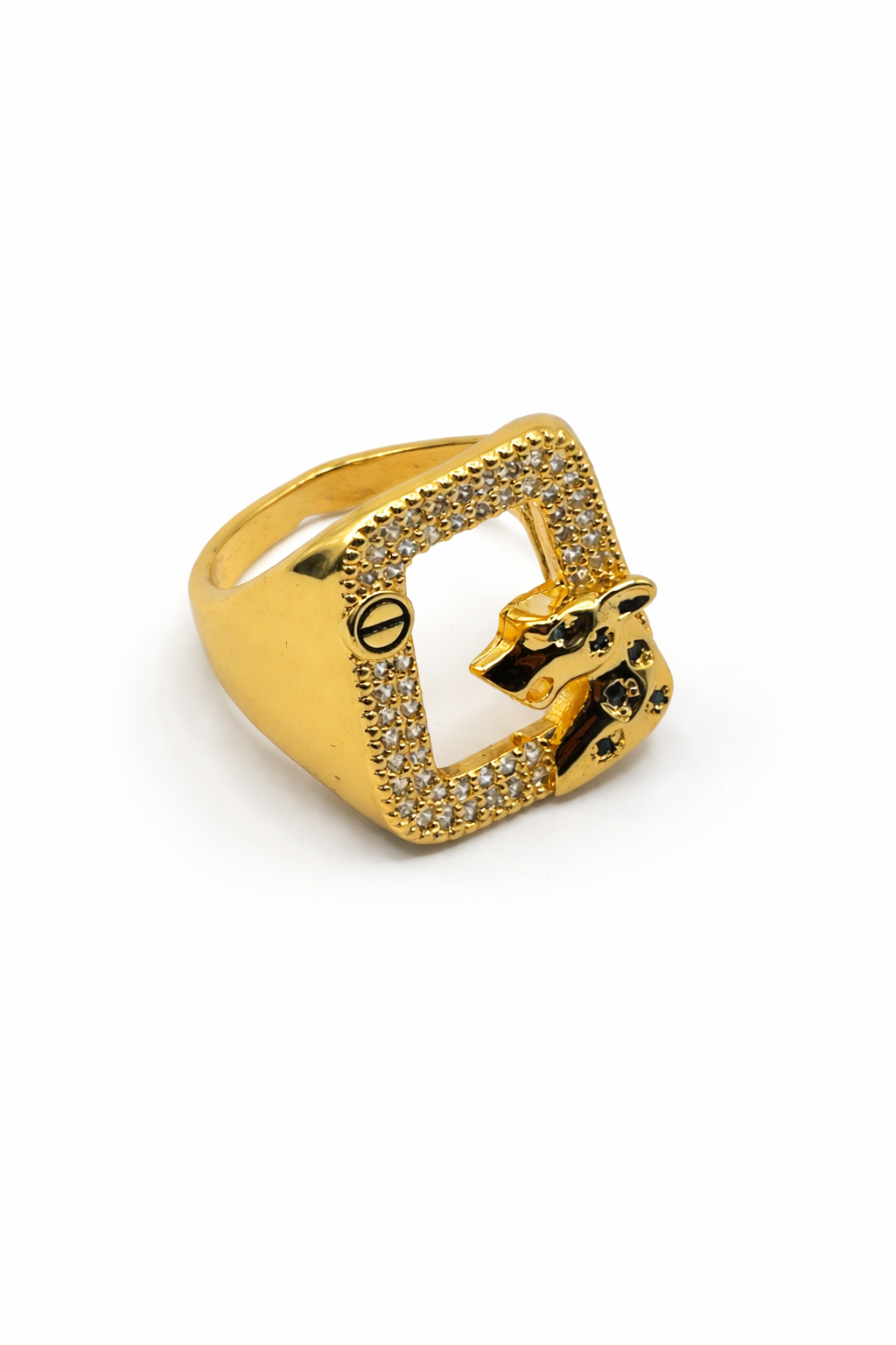 DUPE - Panther Buckle Statement Ring – Gold Colored