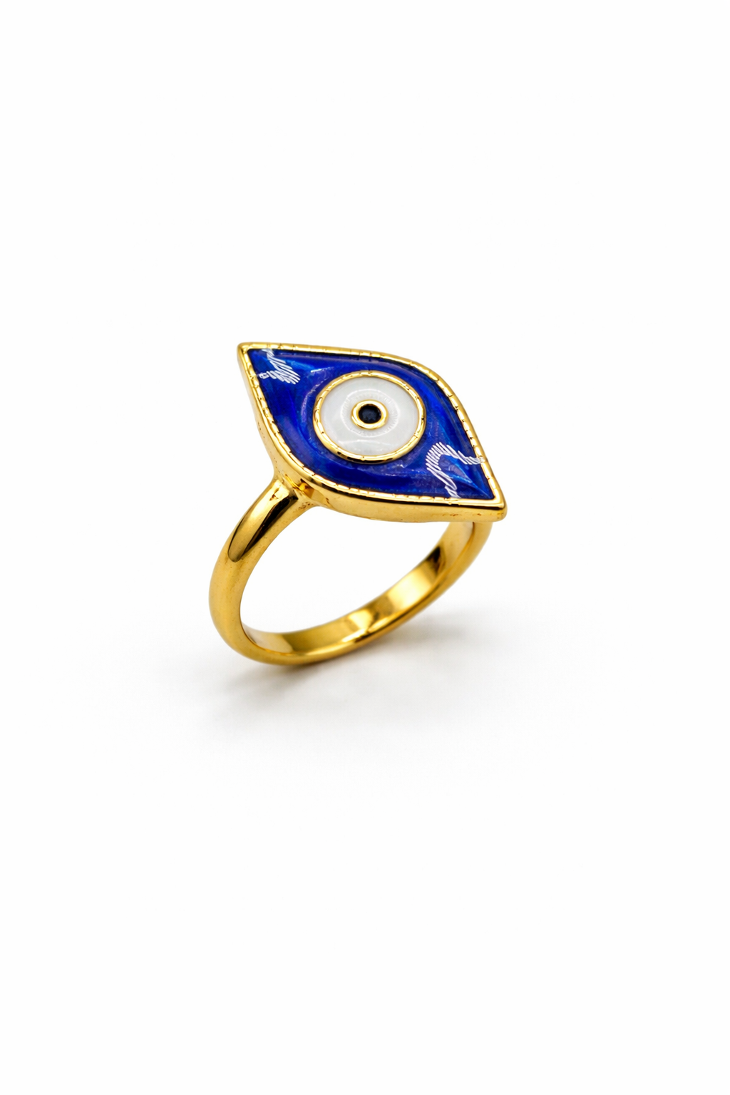 Blue Evil Eye Statement Ring – Gold Colored
